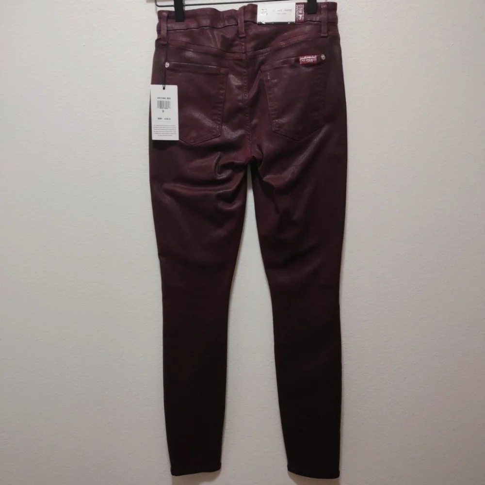 7 For All Mankind Super Skinny Jean in a Bordeaux Coated Material NEW 26